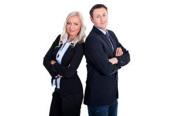 Businessteam Paar Rücken an Rücken Porträt