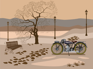 Evening in the park near the lake