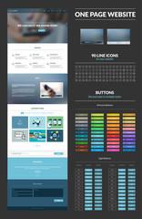 One page website design template, set of elements for web design