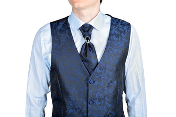 dark blue men wedding vest jacquard fabric