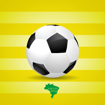 Soccer ball and Brazil map of soccer 2014, poster illustration