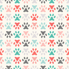 Fototapeta na wymiar Animal seamless vector pattern of paw footprint. Endless texture