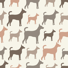 Animal seamless vector pattern of dog silhouettes. Endless textu