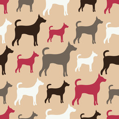 Animal seamless vector pattern of dog silhouettes. Endless textu