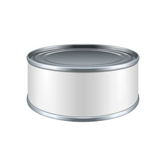 Short Metal Tin Can, Canned Food With White Label