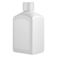 Square Cosmetic Or Hygiene Grayscale White Plastic Bottle