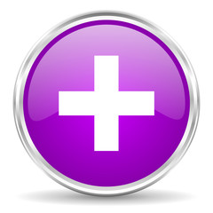 plus pink glossy icon