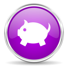 piggy bank pink glossy icon