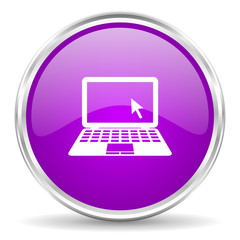 computer pink glossy icon