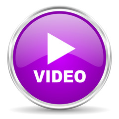 video pink glossy icon