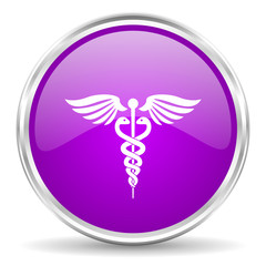 emergency pink glossy icon