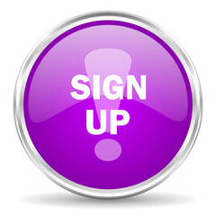 sign up pink glossy icon