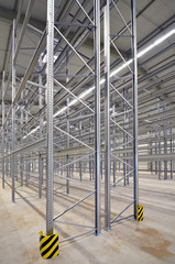 new building lot of high bay stock with steel shelves