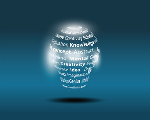 Light bulb on black background with copy text