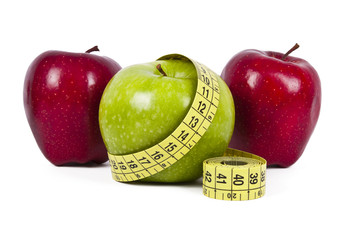 fresh fruit with measuring cintra concept of healthy diet
