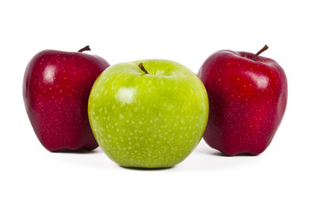 red and green apples isolated on white background