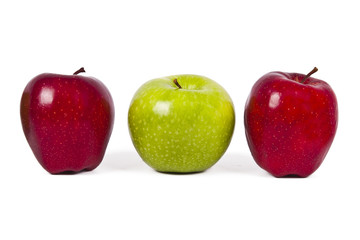 red and green apples isolated on white background