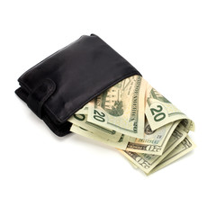 Money in leather  purse