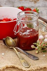 Jar of strawberry jam