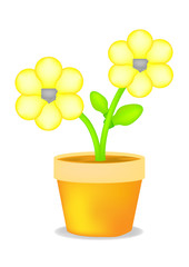 yellow light bulb flower in garden pot illustration