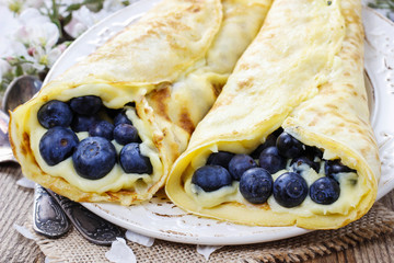 Crepes with blueberries
