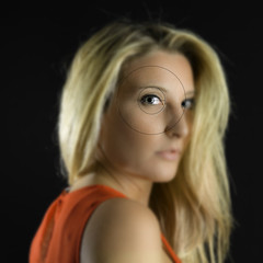Girl behind the photo viewfinder color image