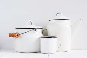 white vintage kitchenware