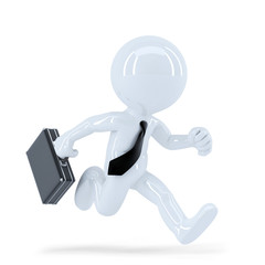 Running businessman. Isolated. Clipping path