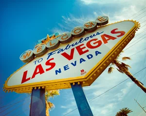 Foto op Plexiglas Historisch Las Vegas bord met retro toon © littleny