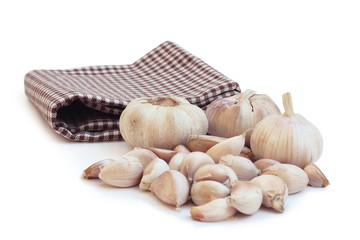 Garlic on white background