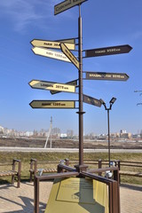 Указатель расстояния до известных городов мира.