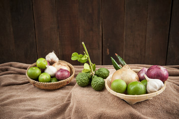 still life with herbal compress ball