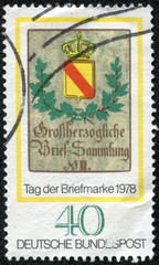 stamp printed in the Germany  shows Baden Posthouse Sign