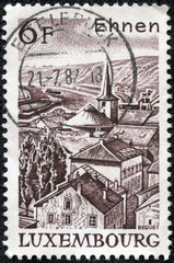Obraz premium stamp printed in Luxembourg, shows view of Ehnen