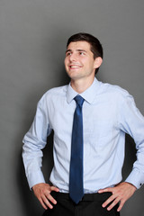 young handsome businessman thinking