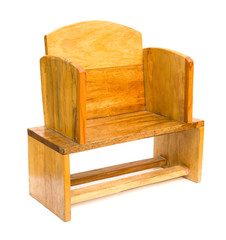 side view wooden chair for children on white