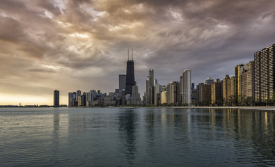 Fototapeta na wymiar Chicago sunrise skyline