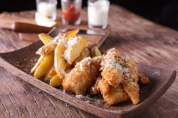 fish and chips with tartar sauce