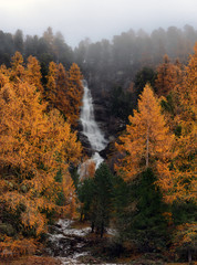 waterfall in the autumn forest