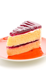 Strawberry cake isolated on white background