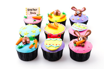 Easter cupcakes isolated white background