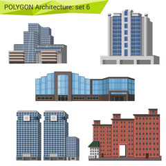 Polygonal style commercial property set. City design elements.