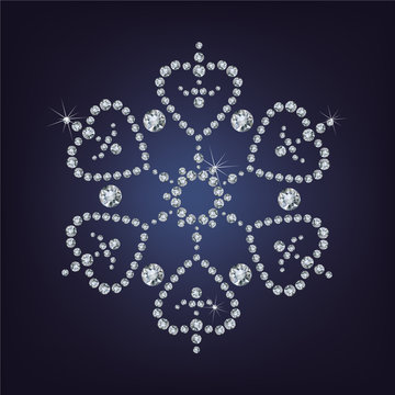 Snowflake made from diamonds  vector illustration
