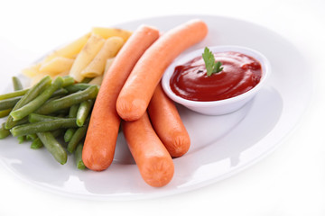 sausage,vegetable and ketchup