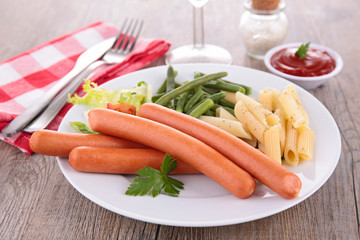 sausage,vegetable and ketchup