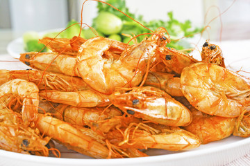 Salty and sweet cooked prawn