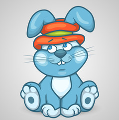Naklejka premium Blue Bunny in Hat