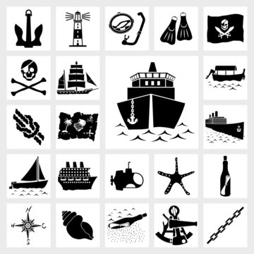 Vector icon set nautical