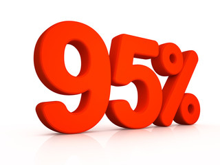 ninety five percent simbol on white background