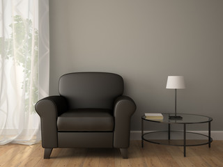 Part of interior with armchair